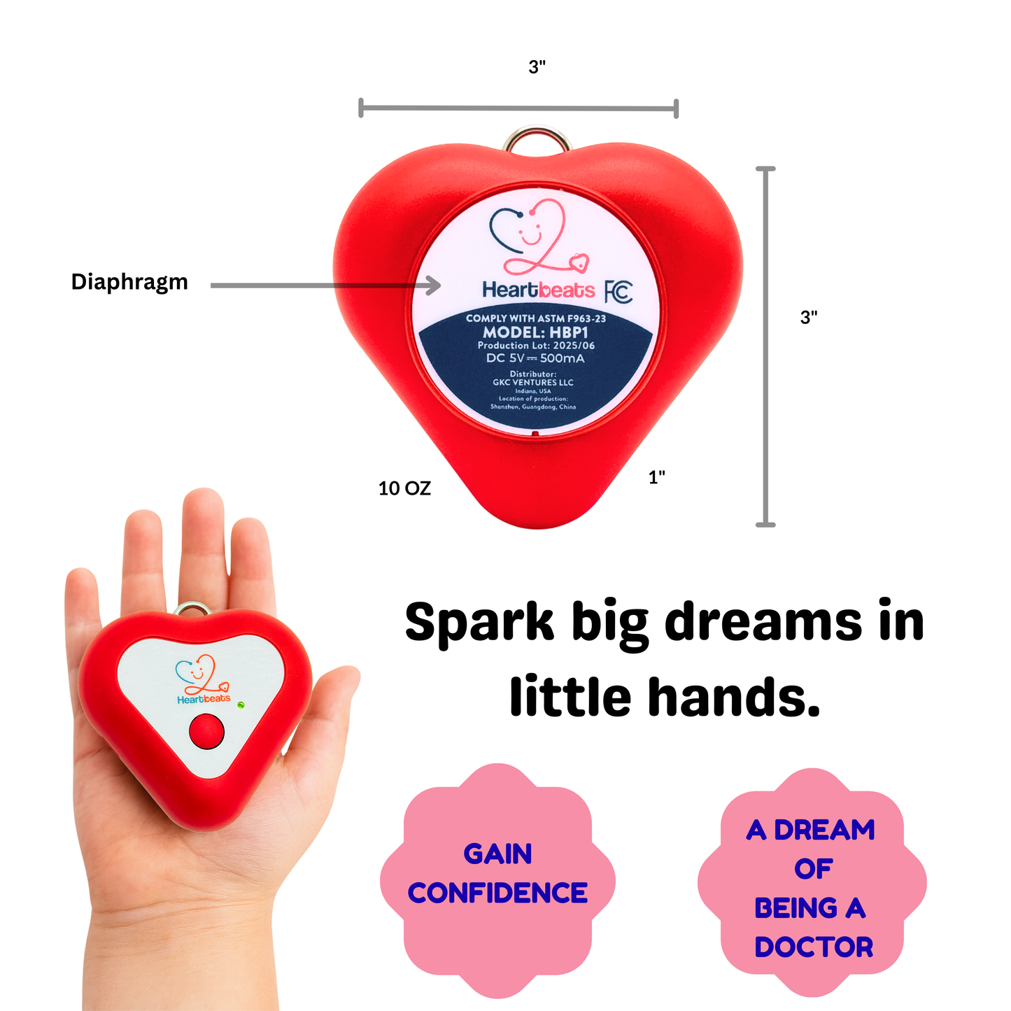 Heartbeats Electronic Stethoscope with 10x Amplification & Visual Display