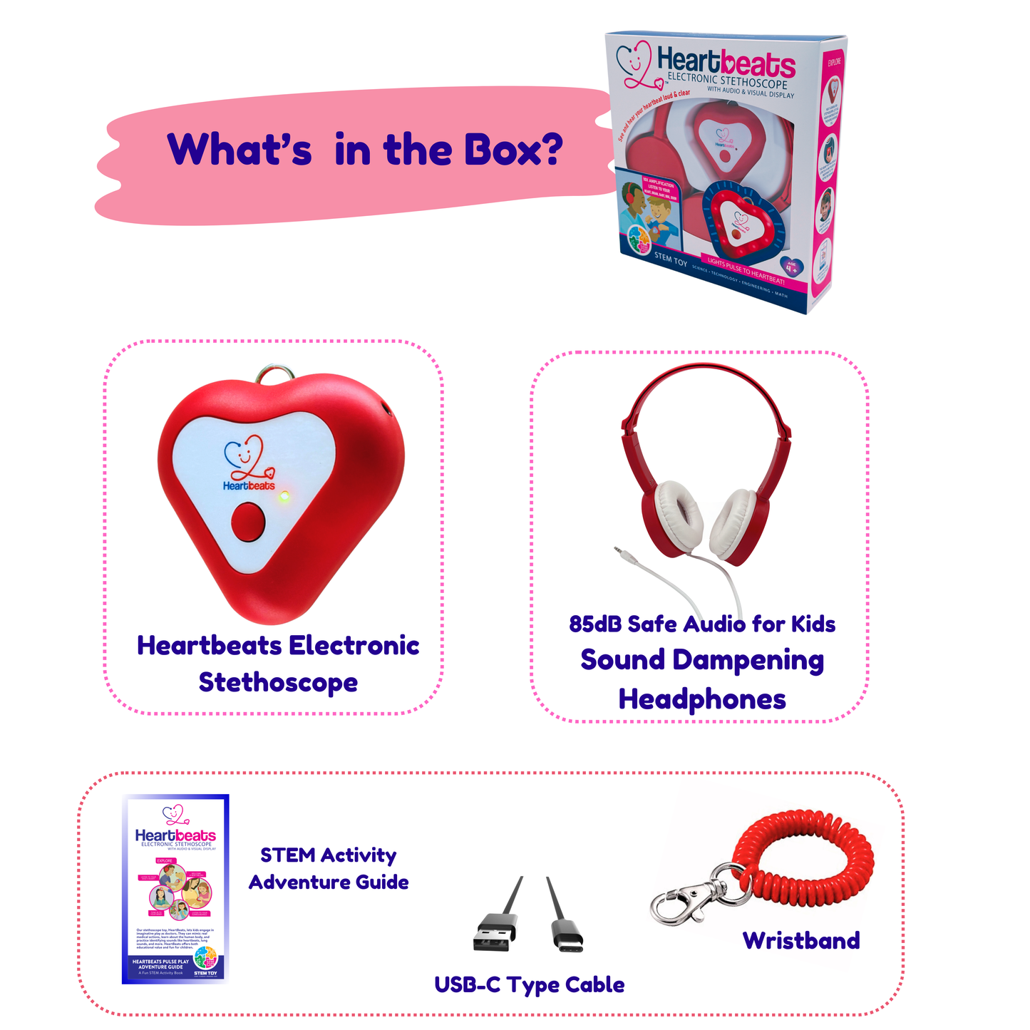 Heartbeats Electronic Stethoscope with 10x Amplification & Visual Display