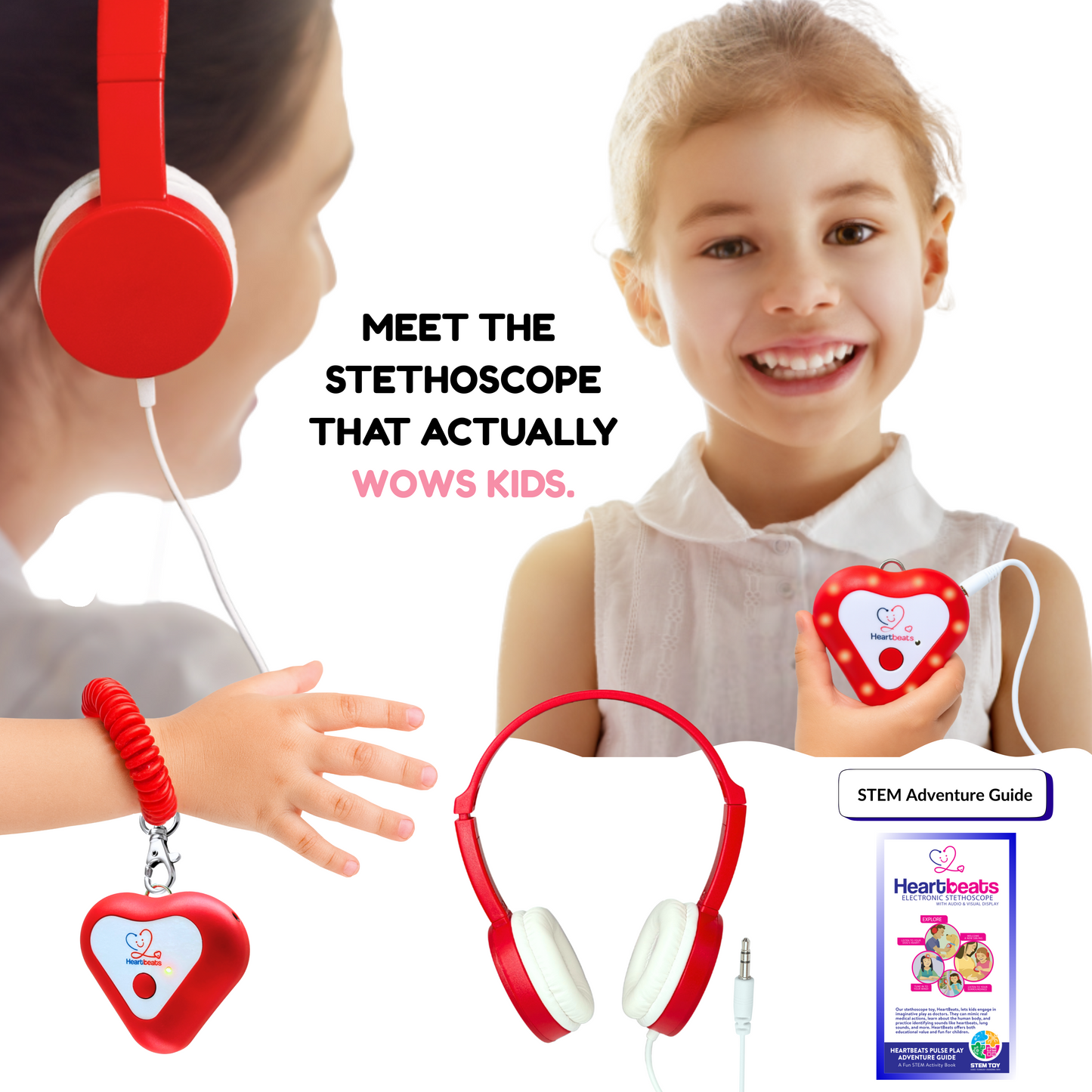 Heartbeats Electronic Stethoscope with 10x Amplification & Visual Display